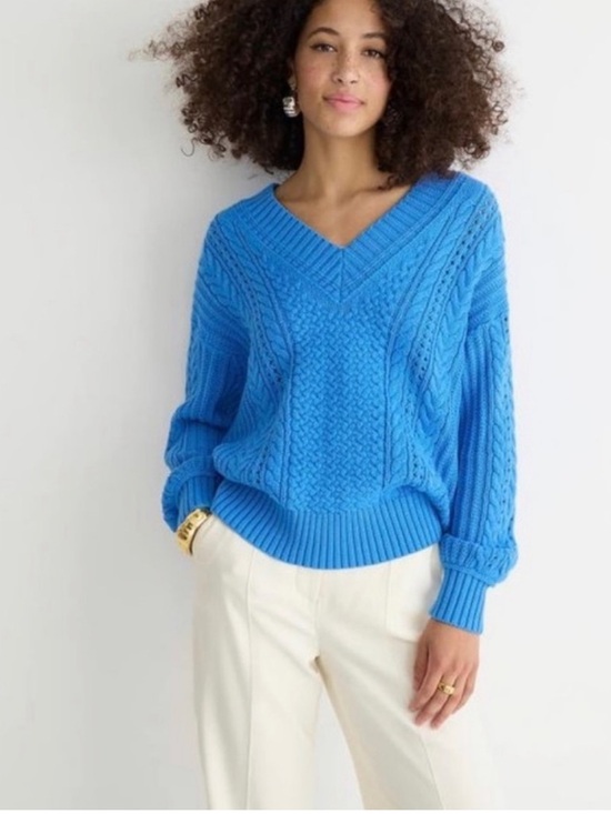 J. Crew Sweaters - J. Crew Cotton cable-knit V-neck‎ pullover